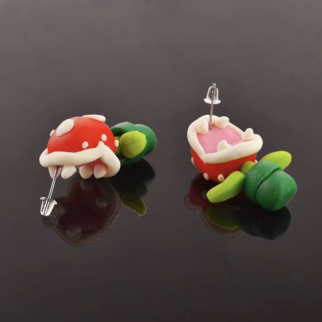 お取り寄せ商品 ピアス パックンフラワー マリオ 風 可愛い サブカルチャー 個性派 アクセサリー プレゼント Candy Melts