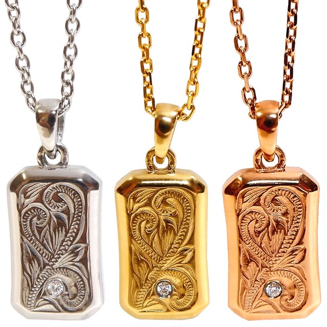 ハワイアンジュエリー ネックレス ドッグタグ プレート スクロール キュービックジルコニア Cz 金属アレルギー対応 ハワジュ メンズ レディース サージカルステンレス Pvd Gps819 Moco Pane モコパネ ハワイアンジュエリー リング ネックレス バングル ピアスなど