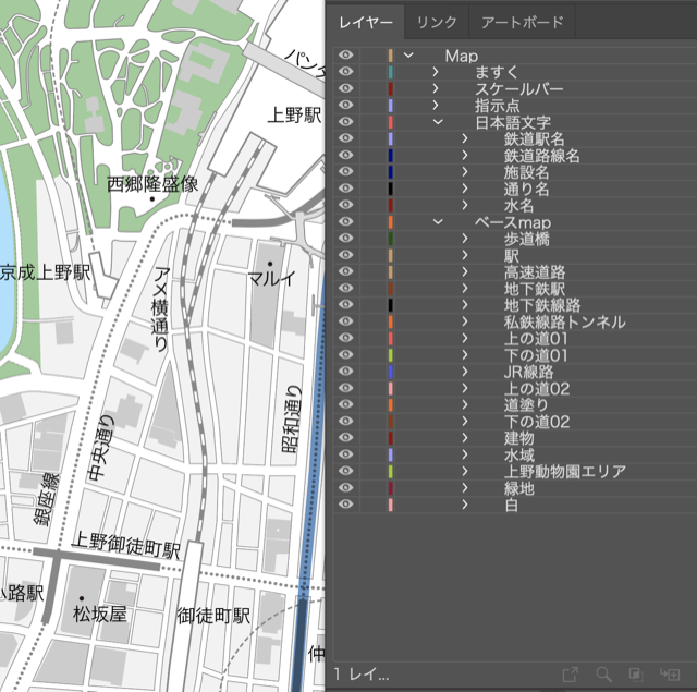 東京 上野 イラレ地図素材 Eps 地図素材をダウンロードにて販売するお店 今八商店