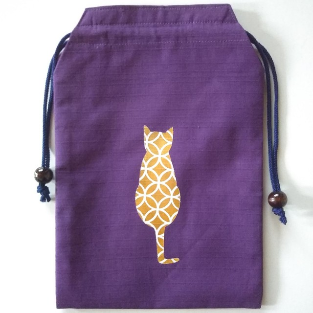 尾曲がり猫神社オリジナル 御朱印帳袋 F 紫色 お守り型