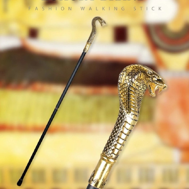コブラ 杖 キングコブラ スネーク Snake 蛇 ヘビ 毒蛇 小道具 劇団 演劇 アニマル つえ ステッキ おしゃれ 高級 金 男性 女性 介護 金属 ブロンズ ゴールド ウォーキングスティック ソリッド ヴィンテージ デザイナー アンティークスタイル レトロ 一本杖 Aio