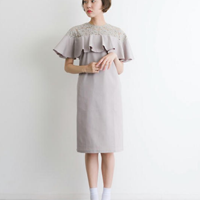 Merlot Plus 3色m L結婚式披露宴ドレスデコルテレース切り替えワンピース1022 Merlot 韓国ファッション セール8000円以上送料無料mayflower