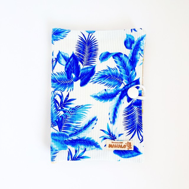 母子手帳 通帳 お薬手帳対応マルチケース ハワイアンボタニカルブルー Mahalo