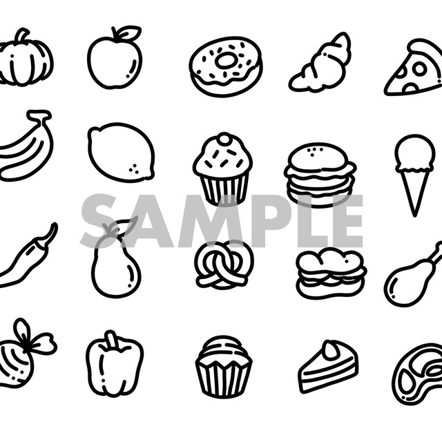 食べ物のイラスト素材 白黒シンプルイラスト Spiqa Art