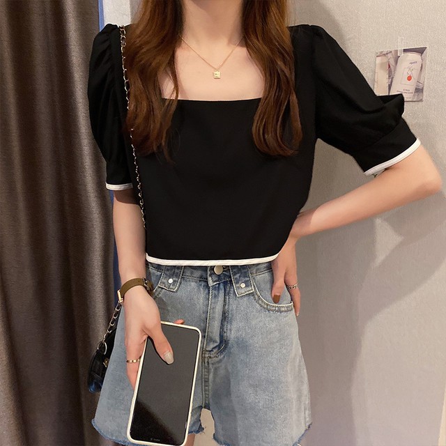 Hafos Tシャツ レディース 半袖 ショート フレンチ 韓国ファッション サイズm 3xl Hafos