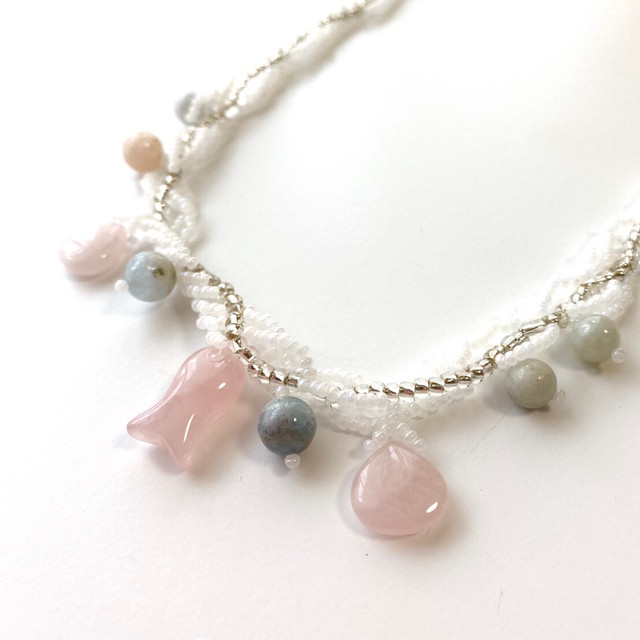 セール ローズクォーツ ピンクオパール アラゴナイト チェコビーズ ネックレス 手作り商品 パワーストーン ネックレス 格安 Titanicgroup Com