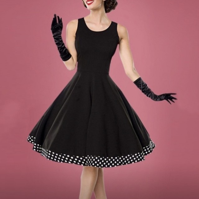 再々入荷 レトロな映画女優スタイル ドットケープ ブラックのオードリーヘップバーンワンピース イチゴちゃんショップ