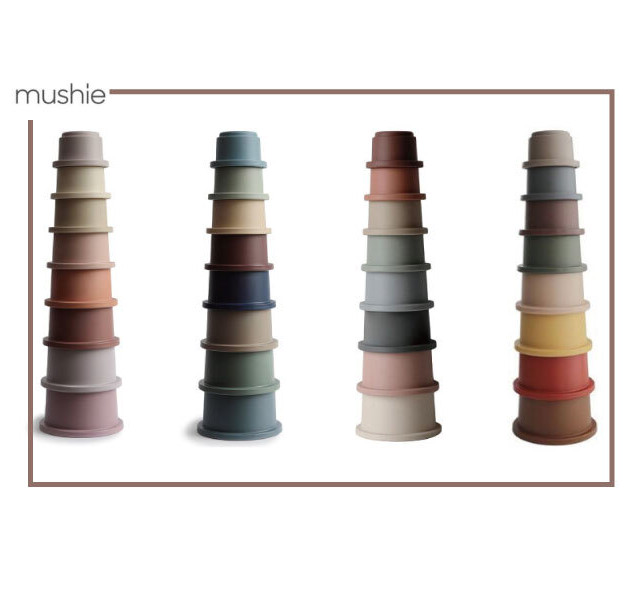 即納 選べる4色 スタッキングカップ おもちゃ ベビー キッズ こども 子供 乳児 ギフト 出産祝い シリコン ビブス おしゃぶりホルダー おしゃぶり Bibs ムシエ Mushie スタッキング 子供部屋 インテリア バレンタイン プチギフト ベビー キッズラボ