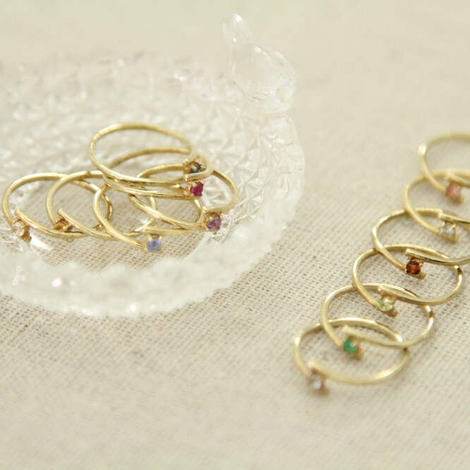 恋愛運に効果あり K18ゴールド誕生石ピンキーリング Base Mag