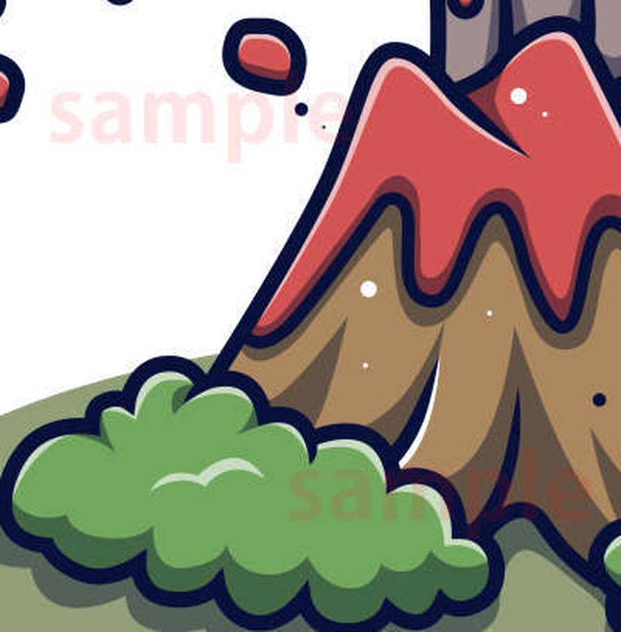どっかーん 噴火する火山のイラスト素材 家紋グッズ 家紋ベイビー ダウンロード素材 さやえん堂本舗