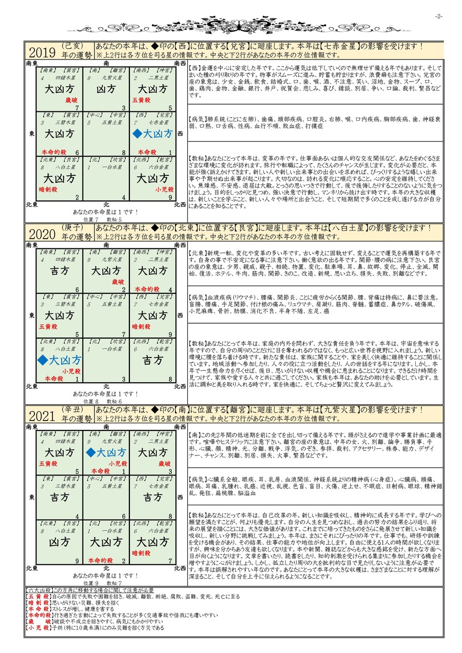 一発作成 九星気学 エクセル版運勢鑑定書 通常版 喬友ショップ