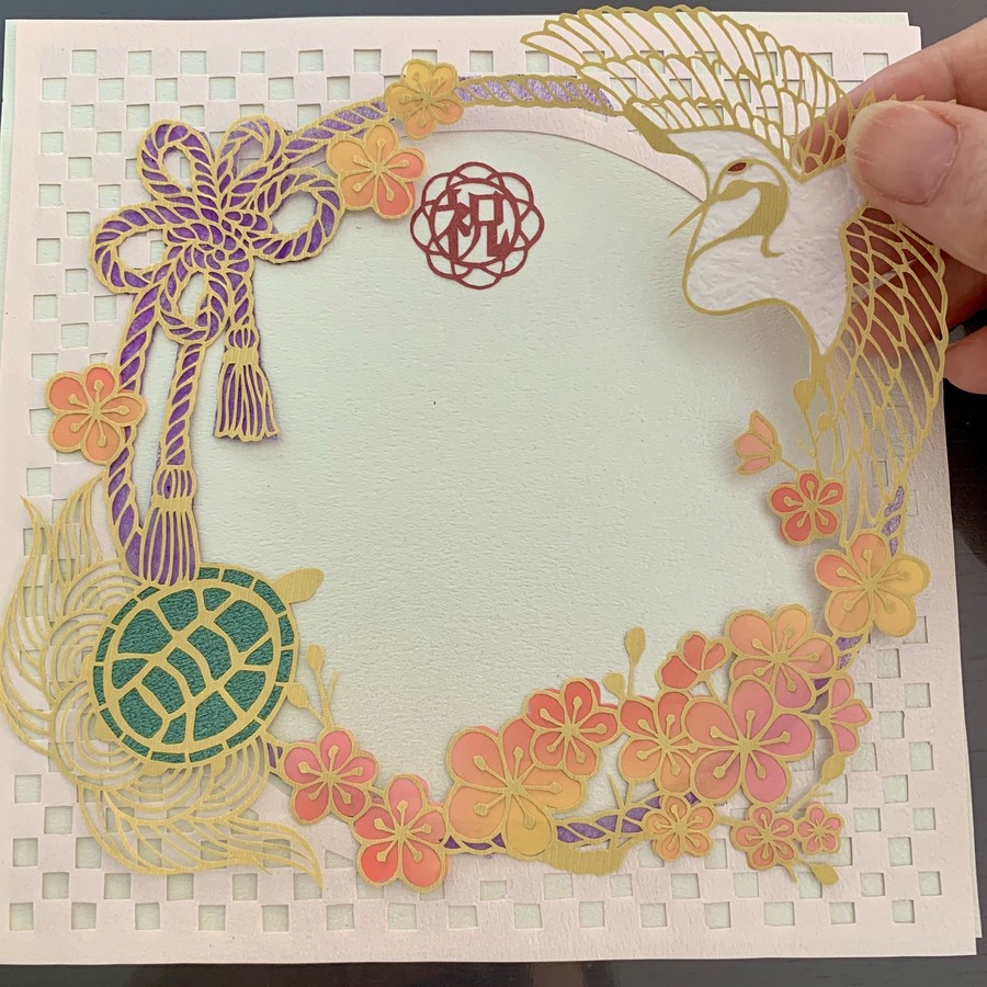 御長寿祝 写真と飾るお祝い切り絵 敬老の日 長寿祝い用 Atelier Neige