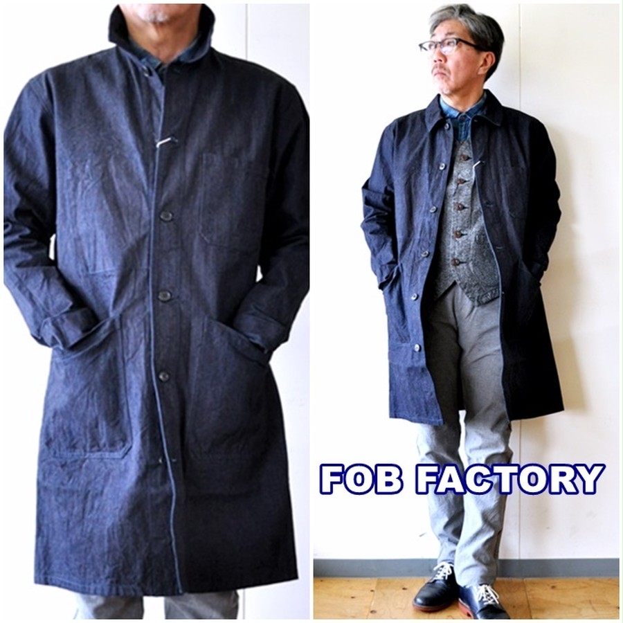Fob Fobfactory エフオービーファクトリー フレンチデニムコート F2408 インディゴ ロングコート Bluelineshop