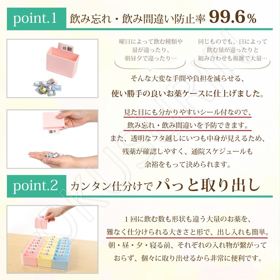 朝昼夕 1日3回 【飲み忘れ 飲み間違い 防止率 99.6%】 看護師も推薦 日本製 週間 くすりケース 薬 ケース お薬 カレンダー 薬箱  OKUSURIN(オクスリン) 高齢者 介護 1週間 1週間分 一週間 一週間分 | OKUSURIN【公式】ショップ