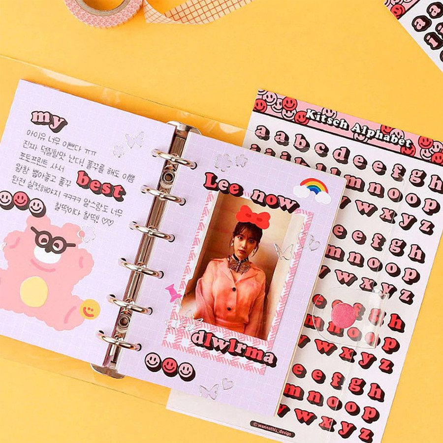 ステッカー 3枚セット シール 数字 アルファベット 韓国 キラキラ韓流商店