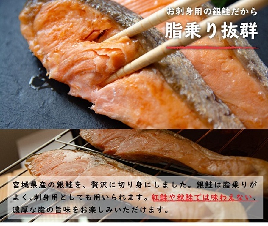 宮城県産 銀鮭】 小分けパックで使いやすい 甘塩 銀鮭切り身 約90ｇ×10切れ | sonic marché ～ソニックマルシェ～