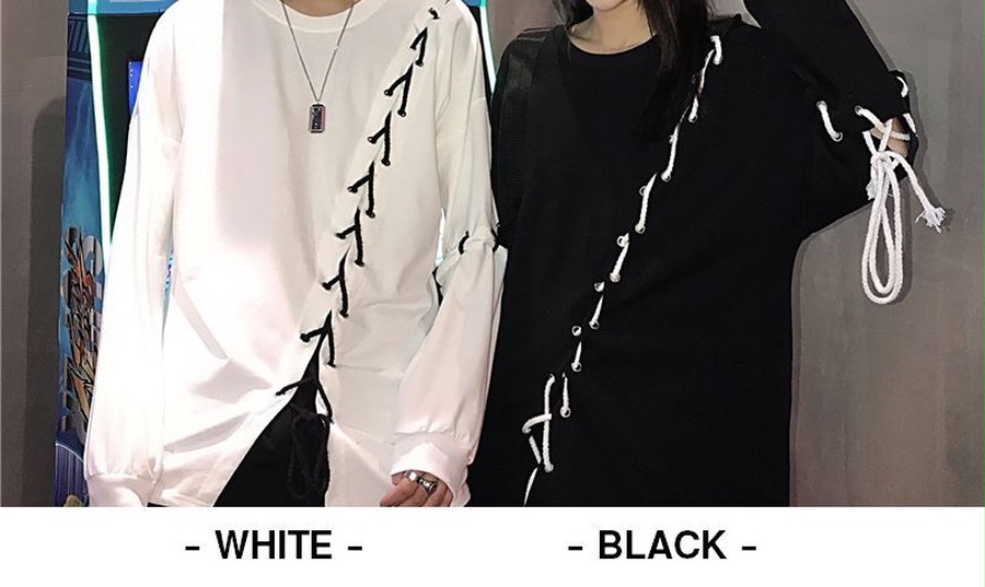 ユニセックス Tシャツ 長袖 ロンT ストラップ 韓国ファッション メンズ レディース オーバーサイズ ストリート モード カジュアル TBN-625037725157 MAMOS(マモス) ストリートファッションならお任せ!!韓国ファッションがお好きな方も要チェックです。 ステッチ オーバーサイズ カジュアル モード ユニセックス