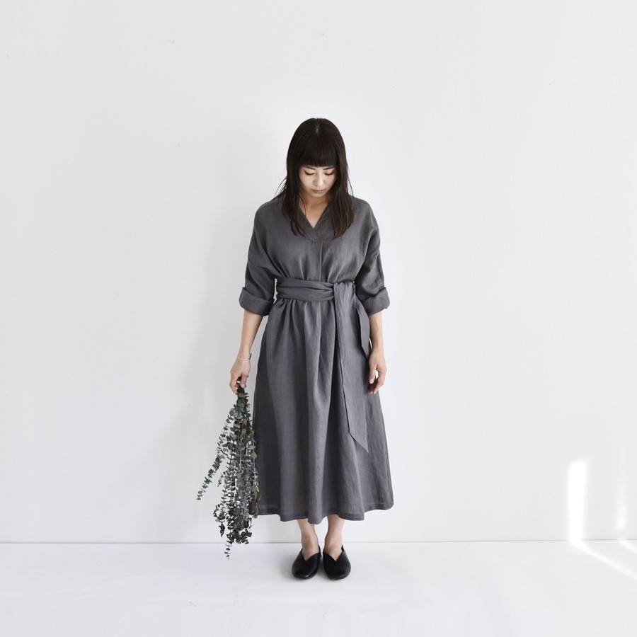 Lailha ツリーワンピース リネン Br 草木染 Punchilamai Onlineshop