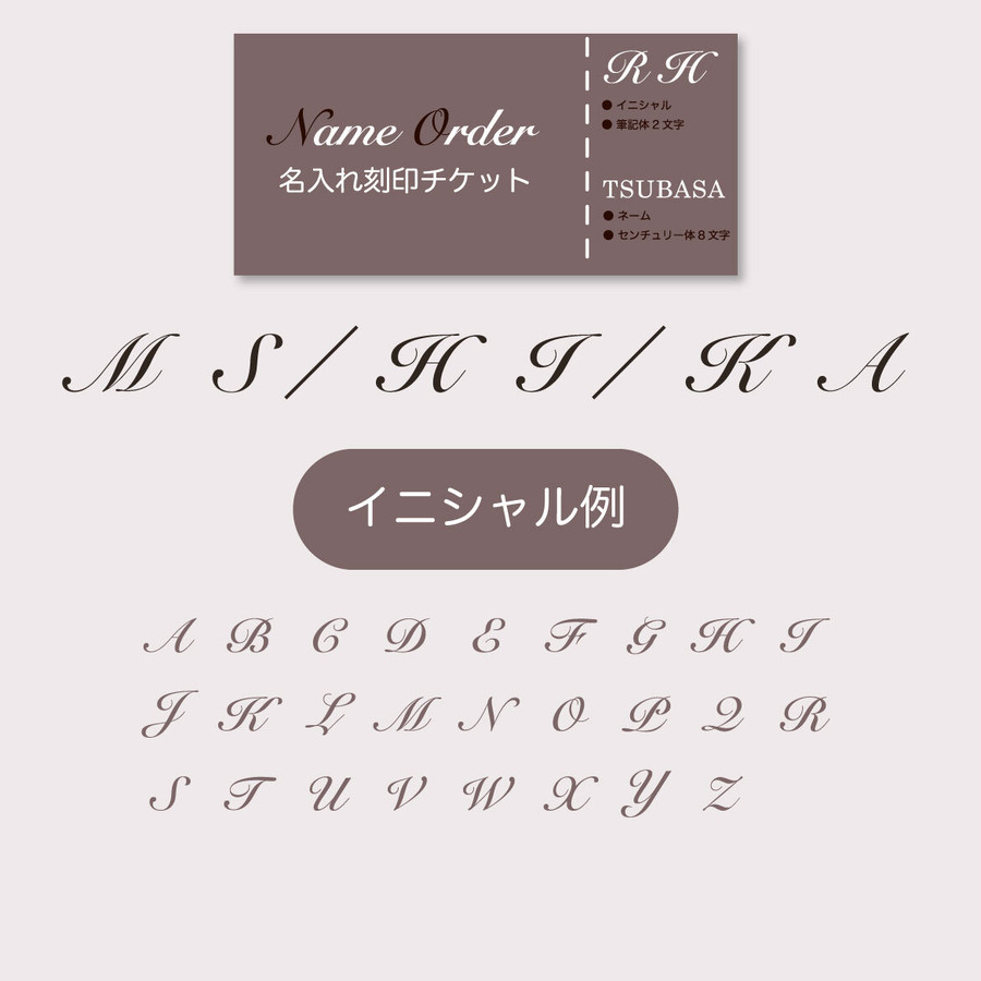 イニシャルの場合（2文字以内）