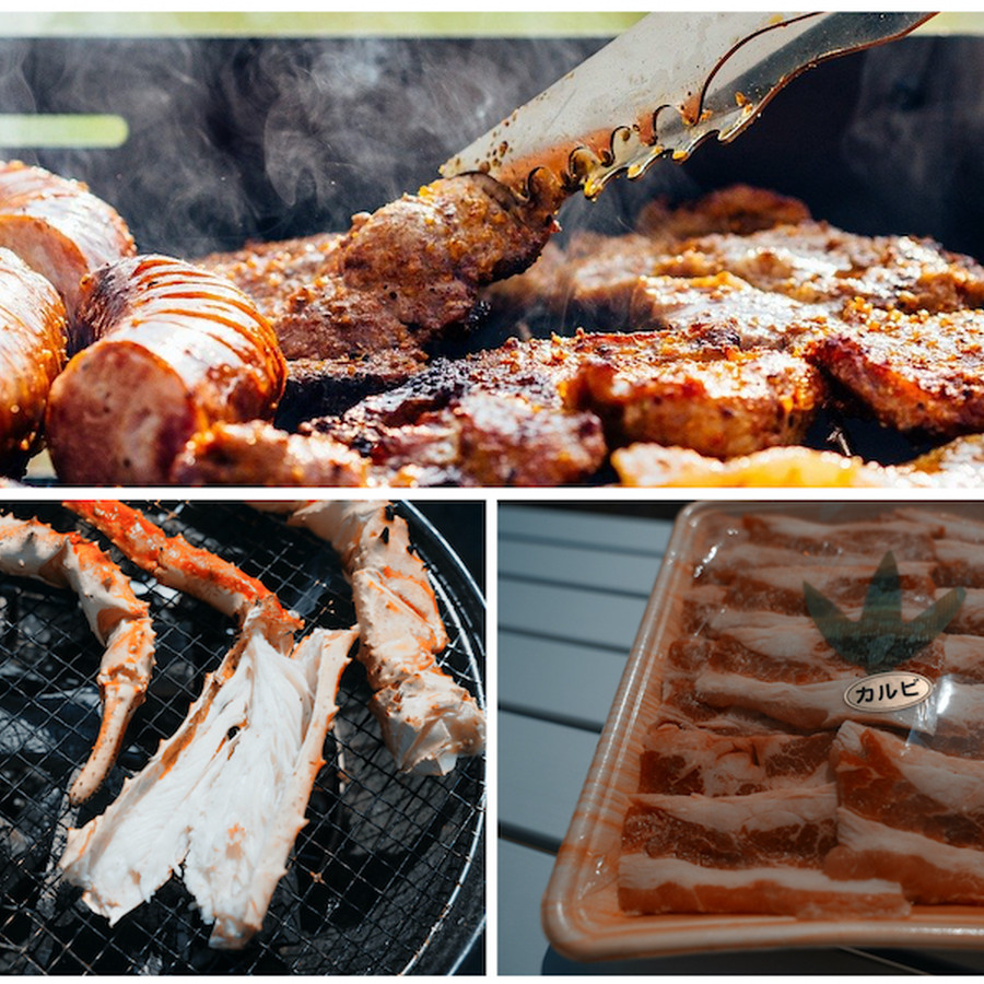 バーベキュー食材 北海道根室産 特大タラバの焼き蟹 焼肉セット 送料無料 産地直送 こだわり市場