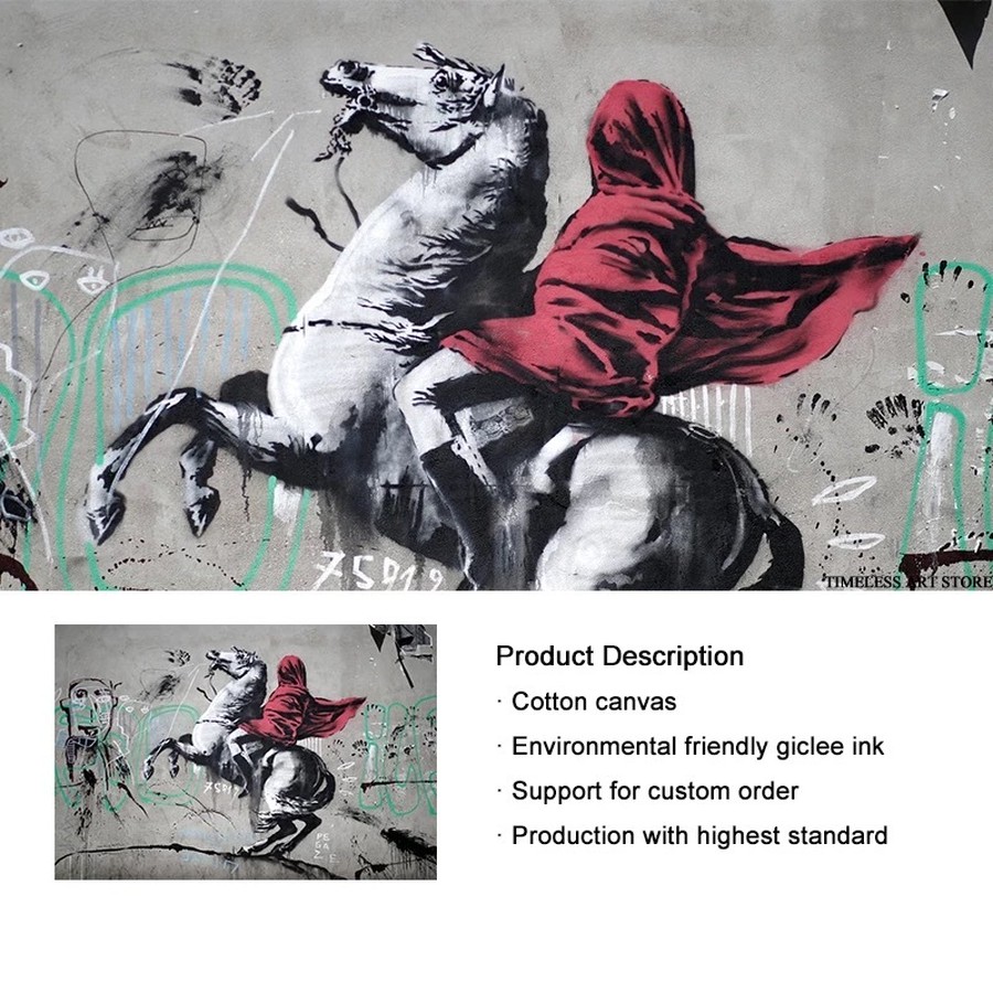 Banksy Art バンクシー 天才か反逆者か 壁画 赤い騎士 キャンバスアート Charm Avenir