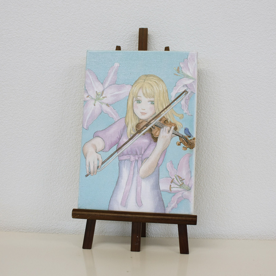 イタリア製 アンティーク飾り額 バイオリンを弾く少女 - 工芸品