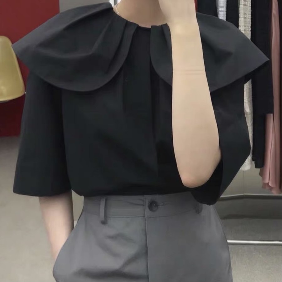 petal collar half sleeve blouse［3color］