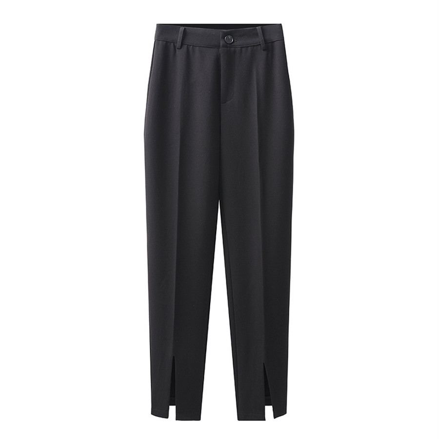Foot slit high waist pants
