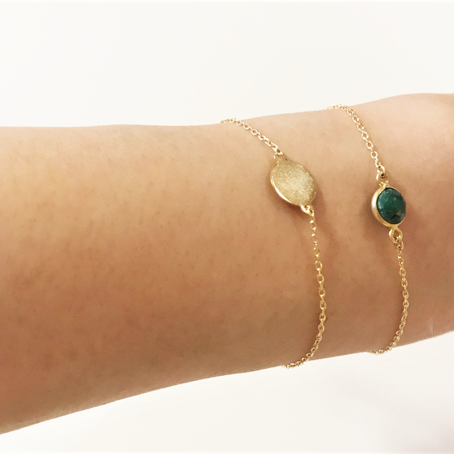 Flat Circle Bracelet, Dot bracelet Green