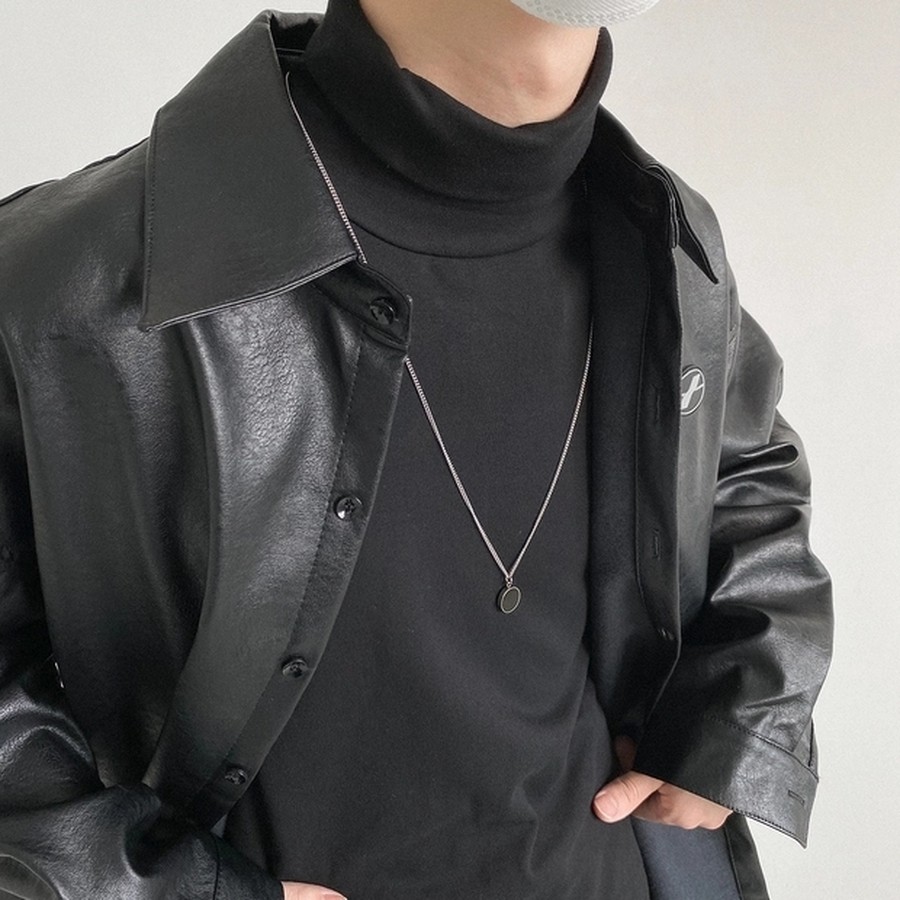 ロゴ付き革ジャケット【OMT0058】 | 韓国メンズファッション | ONEMPLUS