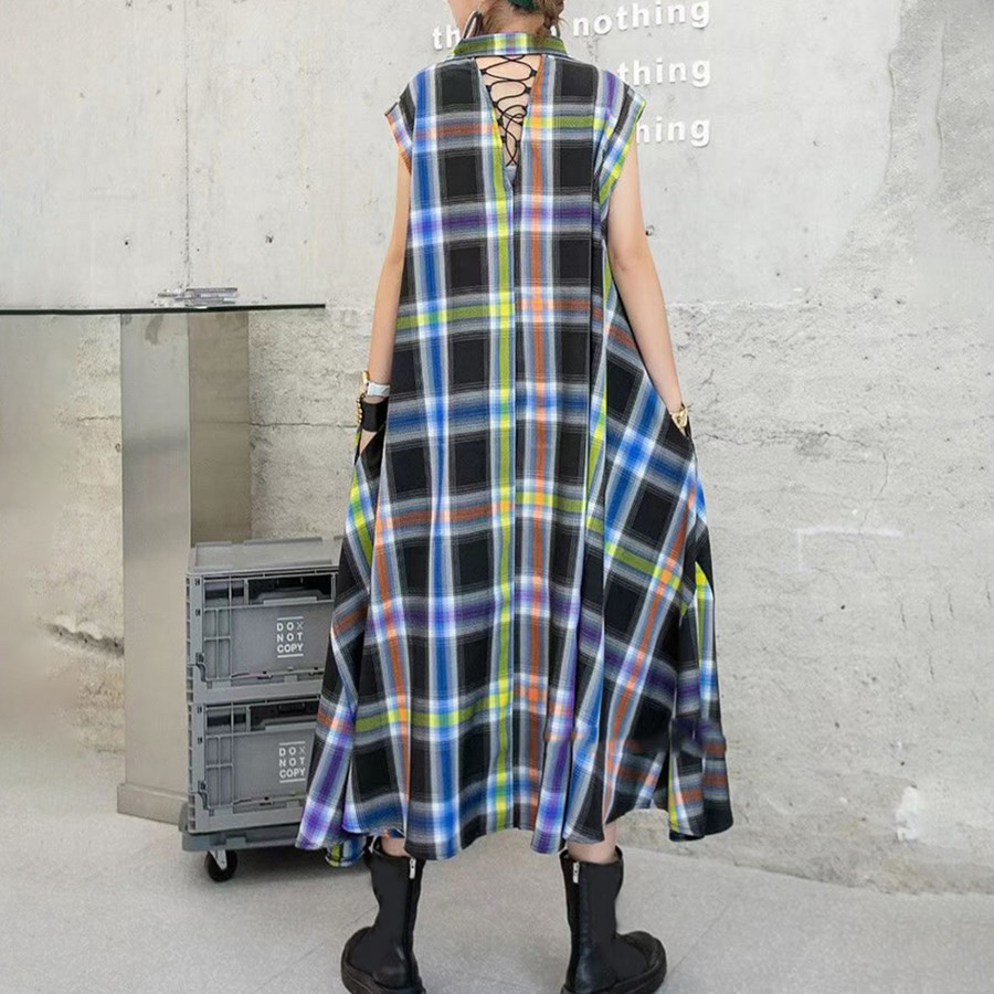 Back braided check one-piece　【100103】　